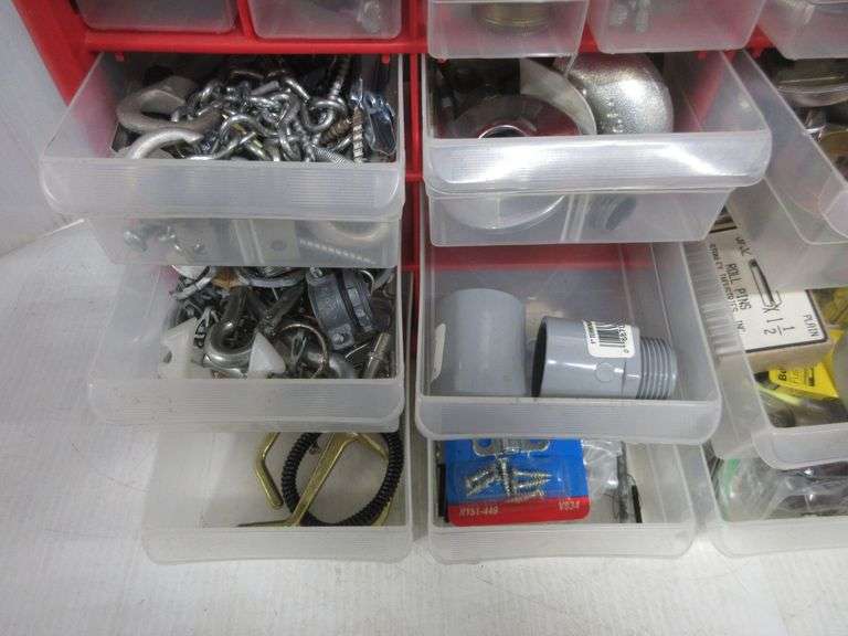 AkroMils 44Drawer stackable filled with various items, 20" x