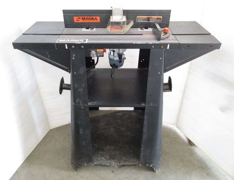 Magna router table with router, 40 1/2"W x 14"D x 43"H, includes a