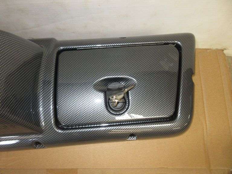 Golf cart dash board cover, has locking glove box doors, carbon fiber