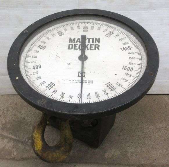 Martin Decker crane scale, 2000 lb., heavy duty, 14" face, USA made