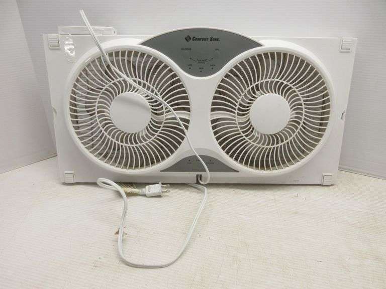 Comfort Zone 9" reversible twin window fan with remote control, 9" turbo blades, 3Speed push