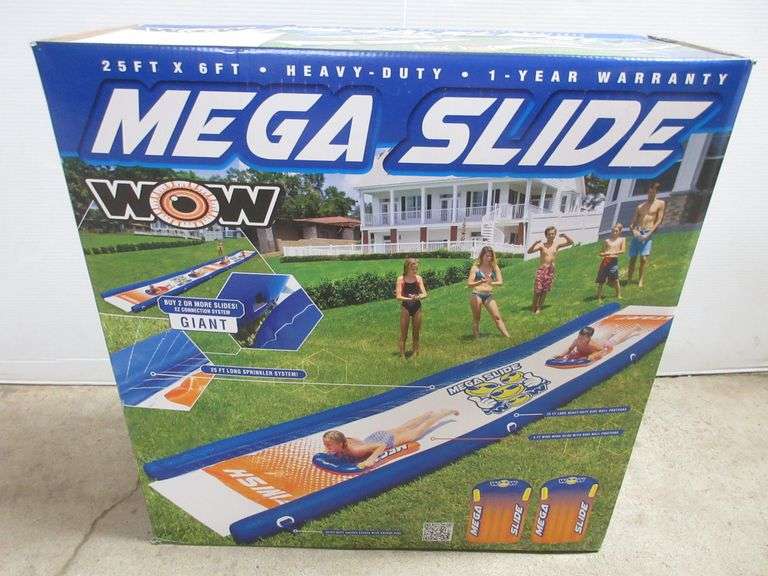 Wow Mega Slide, 25' x 16', heavy duty sprinkler slide system, Model No. 202202, in new