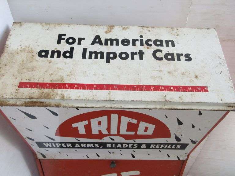 Vintage early 1950s Trico automotive wiper arm blades metal display