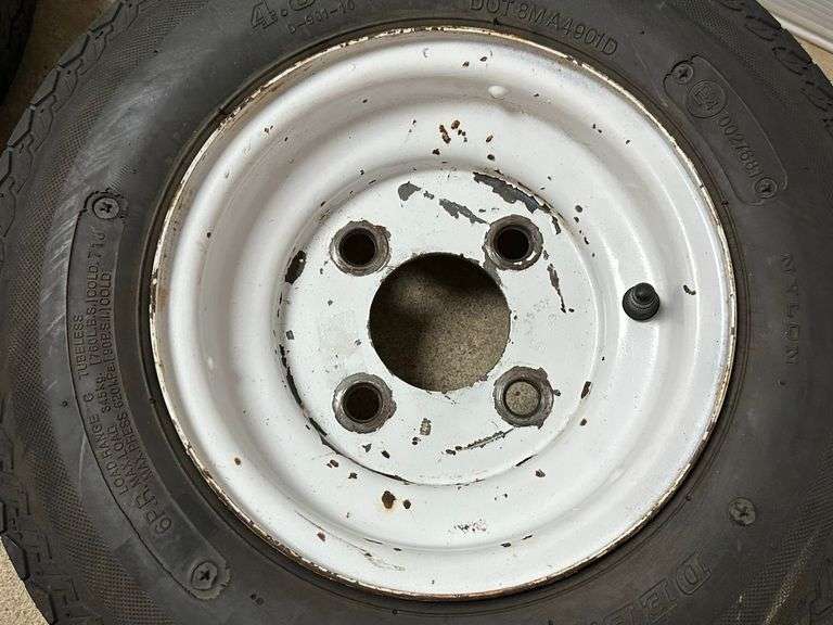 (2) 4.80 x 8 4lug trailer wheels with new tires, good, like new, less