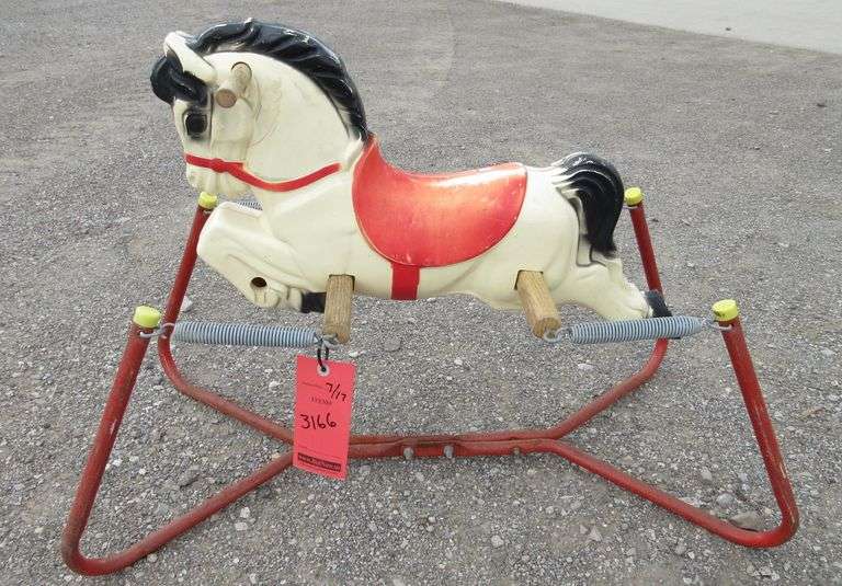 Older British Mobo rocking horse with springs, great, missing front