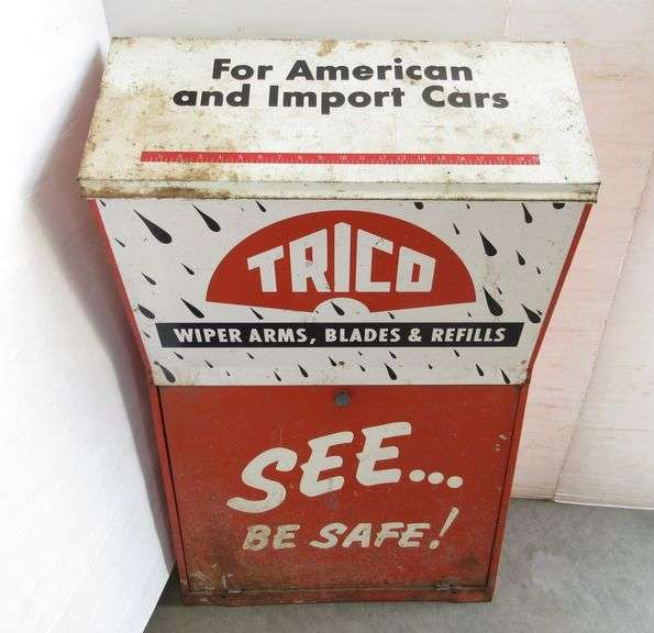 Vintage early 1950s Trico automotive wiper arm blades metal display