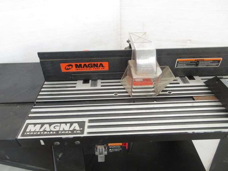 Magna router table with router, 40 1/2"W x 14"D x 43"H, includes a