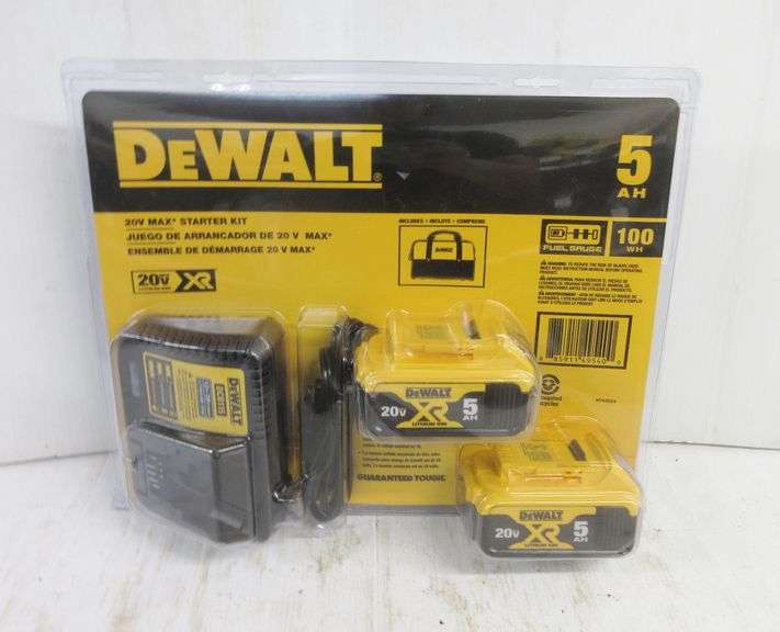 DeWALT 20V lithium ion batteries and charger, two batteries with fuel