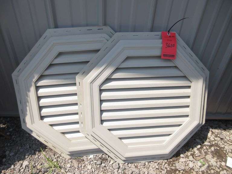 (2) Vinyl 24" octagon gable vent louvers, have bug screens, tan in