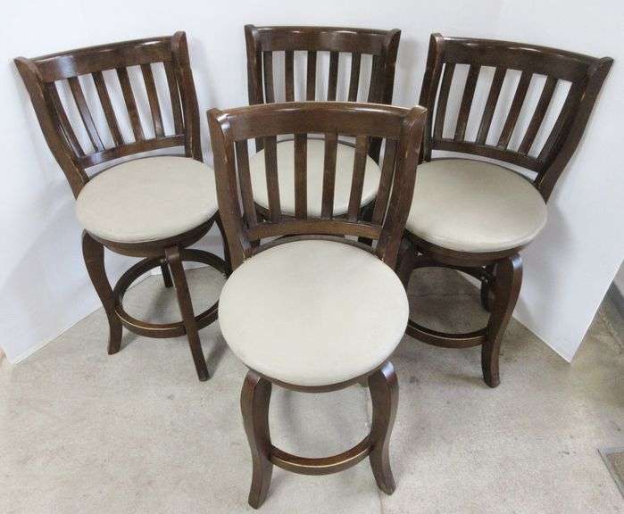 (4) Swivel kitchen chair stools, seats 17"Dia x 24"H, taupe seat, some