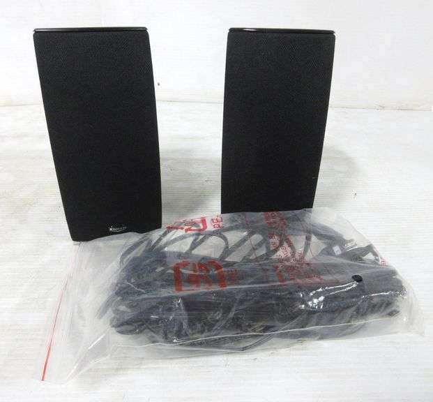 (2) Klipsch speakers and speaker wire, each 8"H, work, used, some wear