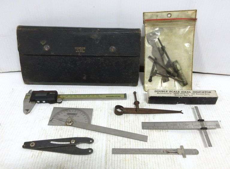 Charvos scribing tools in case, calibration tool, General measuring