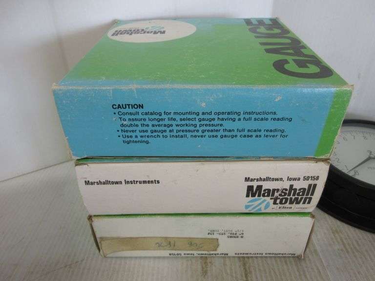 (3) Marshalltown Instruments gauges, 6" face, 1/4" connection, NOS