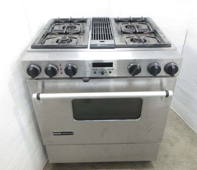 JennAir stove, model SVD8310S, gas cooktop/electric convection oven