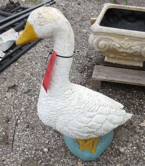 Cement goose, 27"H, some wear and cracks Albrecht Auction Service