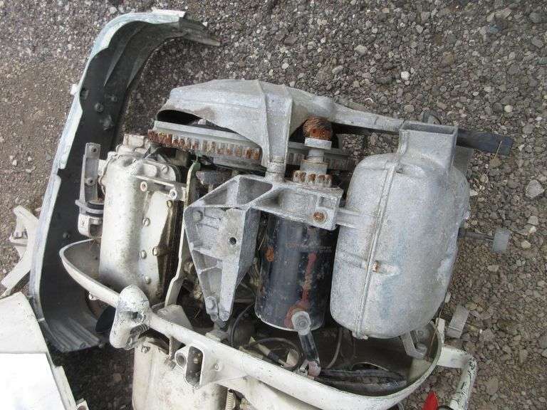 1959 Gale Sovereign 35 HP outboard motor, missing side panel, unknown