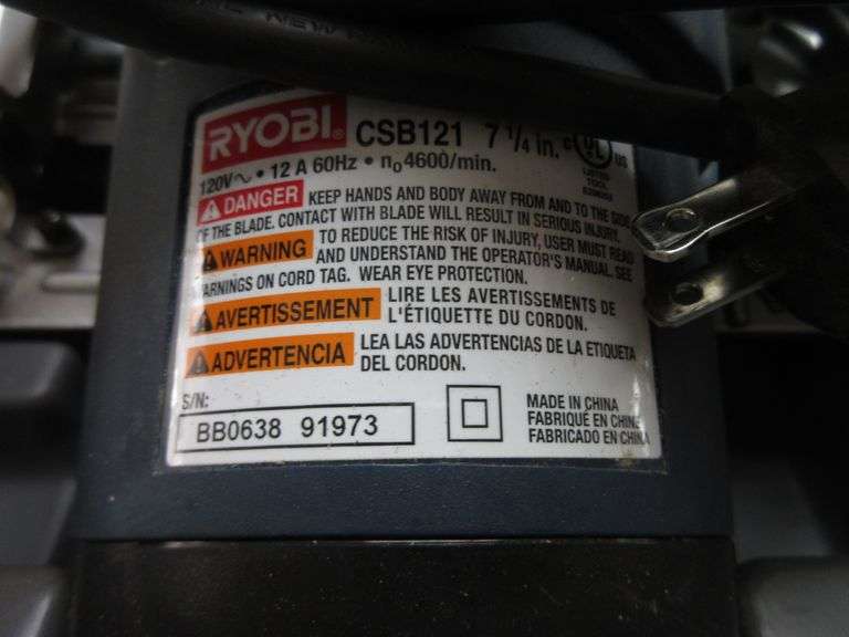 Ryobi circular saw, CSB121, 120V 60 Hz, 7 1/4" blade, in case, works