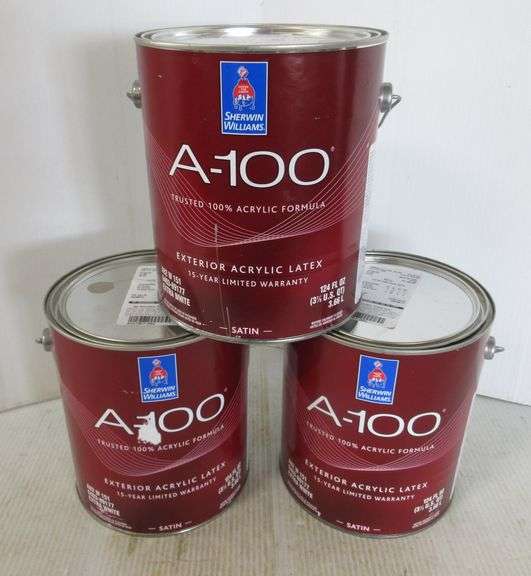 (3) Gallons of exterior paint, color on top, fresh mistint Albrecht