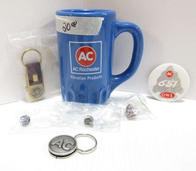 Older AC Rochester collectibles, includes Filter shaped coffee mug, AC