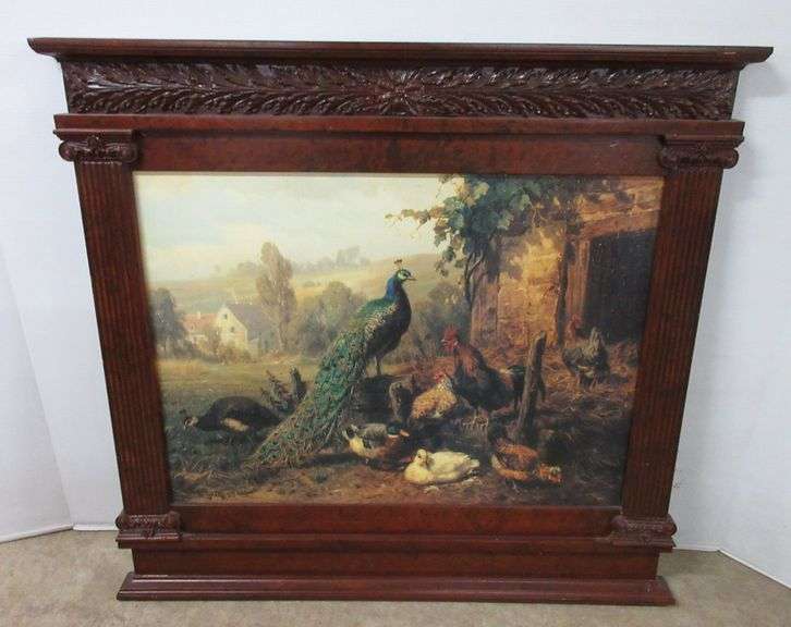 JCPenney exclusive classic art in wood frame of peacock, approx. 37"W x