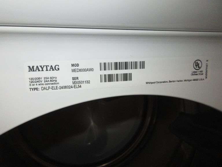 Maytag Maxima XL high efficiency electric load dryer, includes the