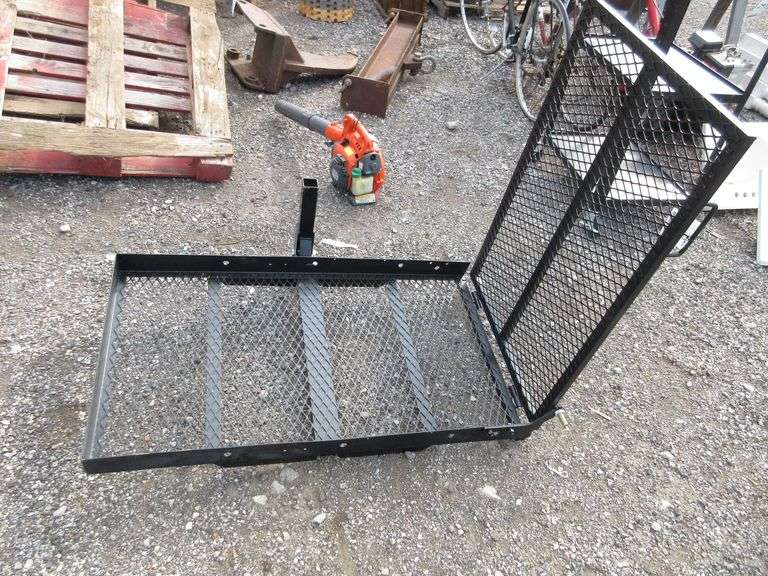 Camper or travel trailer hitch mount carrier with ramp, for wheel chair