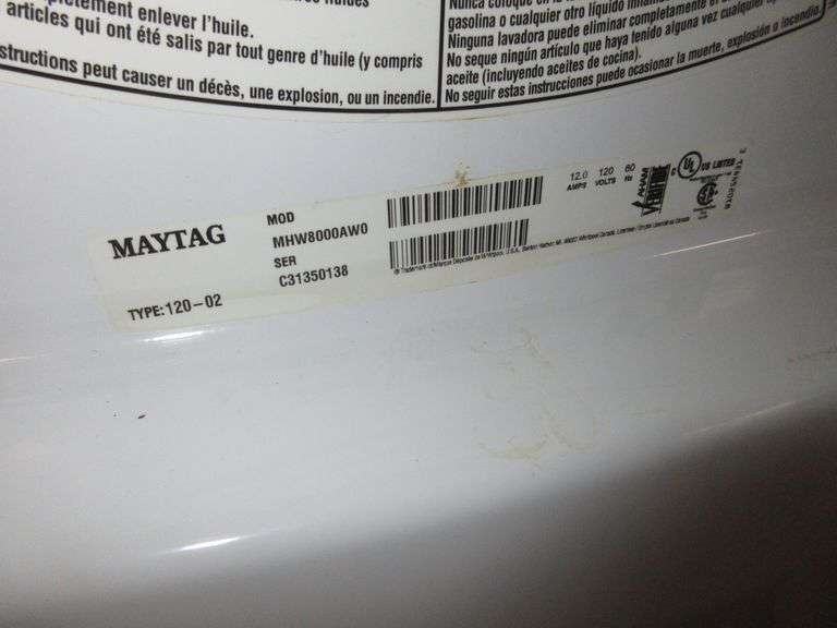Maytag Maxima XL electric front loader washer with drawer base, has