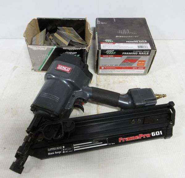 Framing gun by Frame Pro 601, 2" 3 1/2" nails, (2) boxes of nails