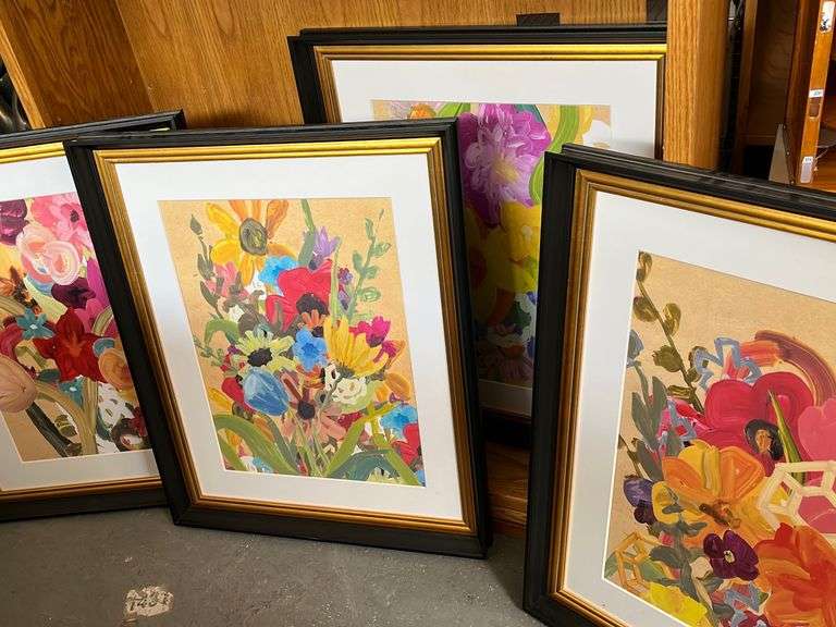 Four Framed and Matted Floral Prints Apexx Auctions