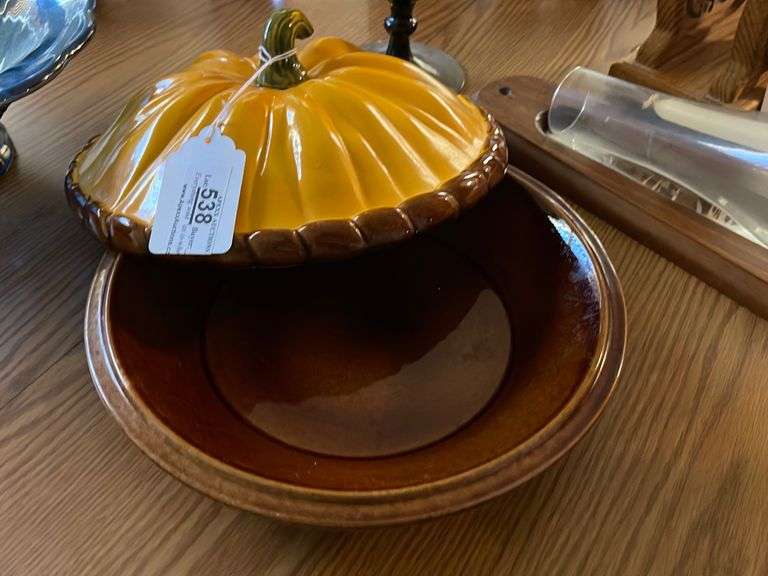 Vintage Pumpkin Pie Plate with Lid Apexx Auctions