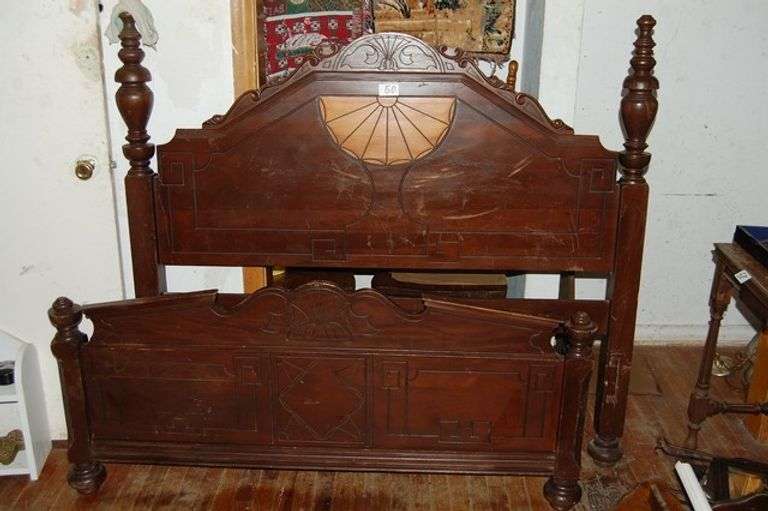 ANTIQUE WOOD FULL SIZE BED FRAME Auction HUB Texas