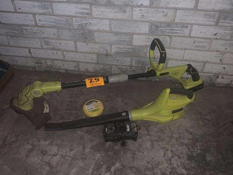 Ryobi Battery Operated Weed Eater & Blower Assiter Auctioneers