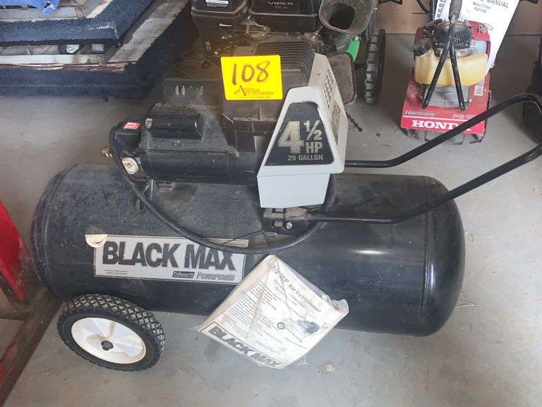 Coleman Black Max 25 Gallon Air Compressor Assiter Auctioneers