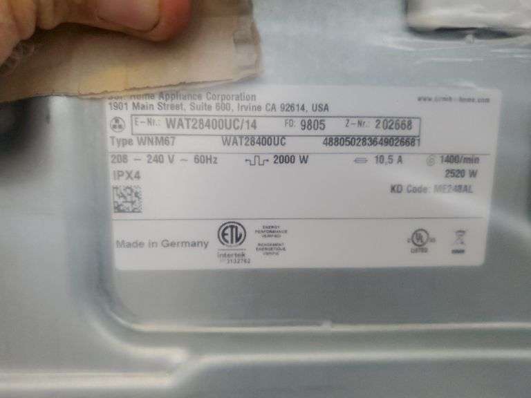 Bosch 300 Series Washing Machine Assiter Auctioneers