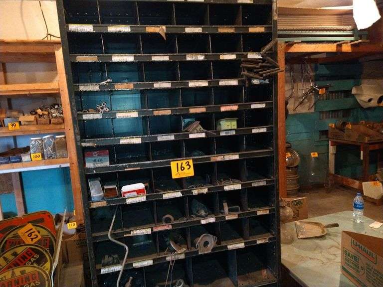 Metal Parts Shelf w/ Parts Included, 37 x 13 x 84 Assiter Auctioneers