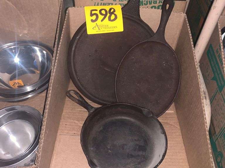 2 Cast Iron Griddles & No.5 Skillet Assiter Auctioneers