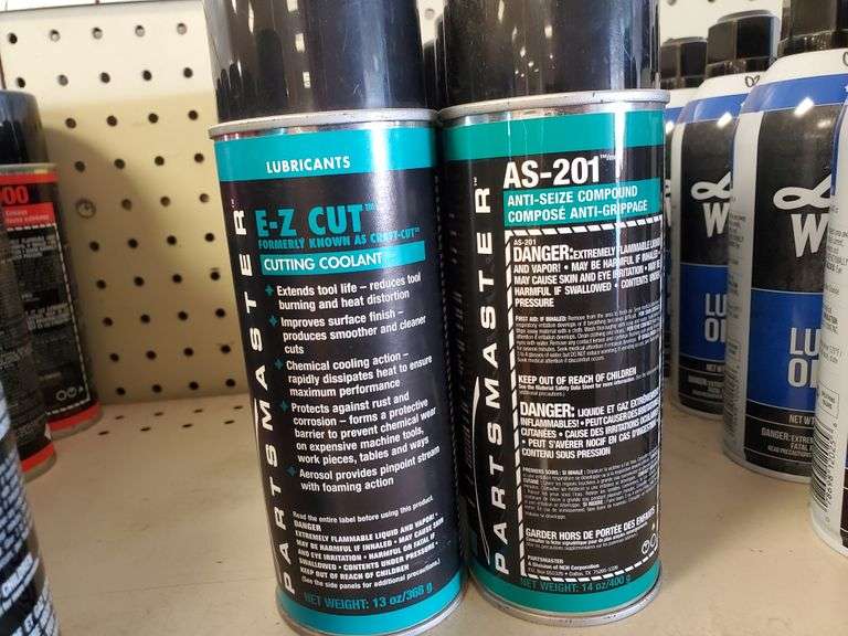 (9) Cans of Partsmaster EZ Cut Cutting Coolant Assiter Auctioneers