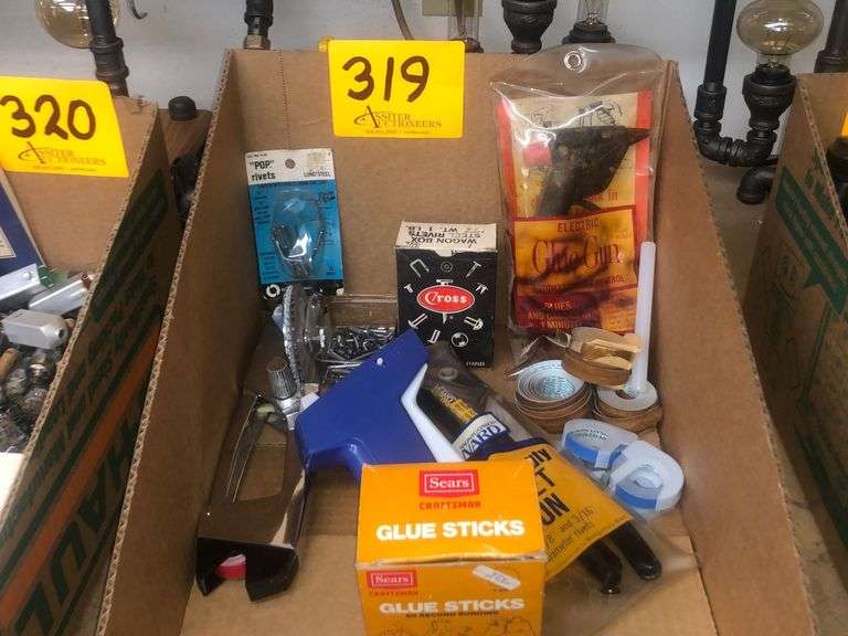 Glue Sticks, Glue Guns, Label Maker, Pop Rivet Gun & Rivets Assiter