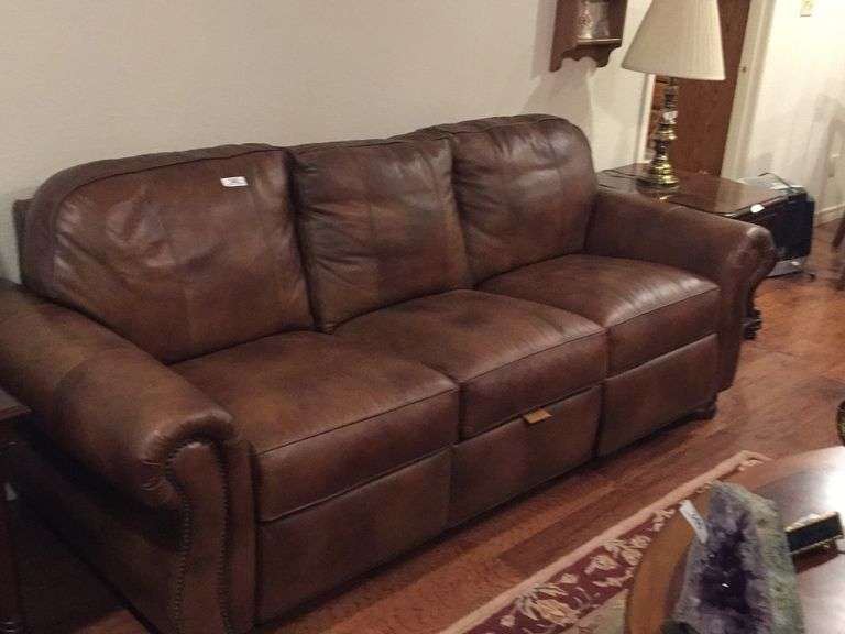 Thomasville Leather Recliner Sofa 89" Assiter Auctioneers