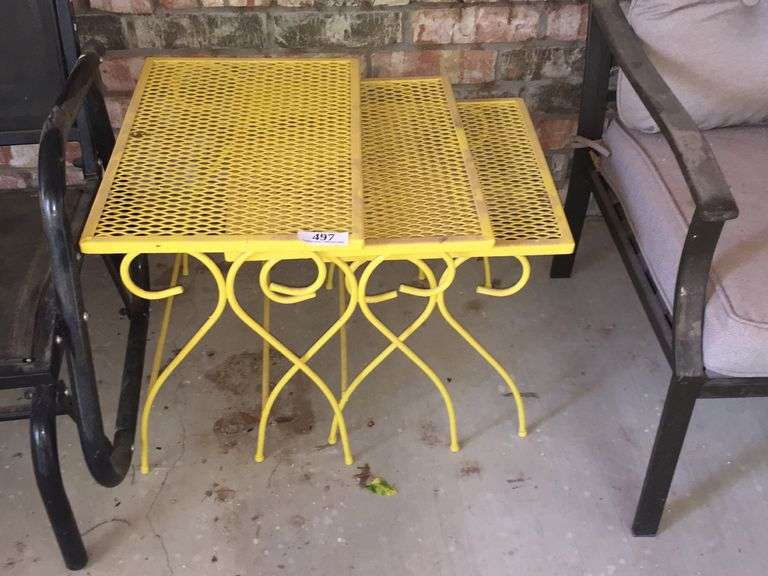 (3) Metal Patio Tables Assiter Auctioneers
