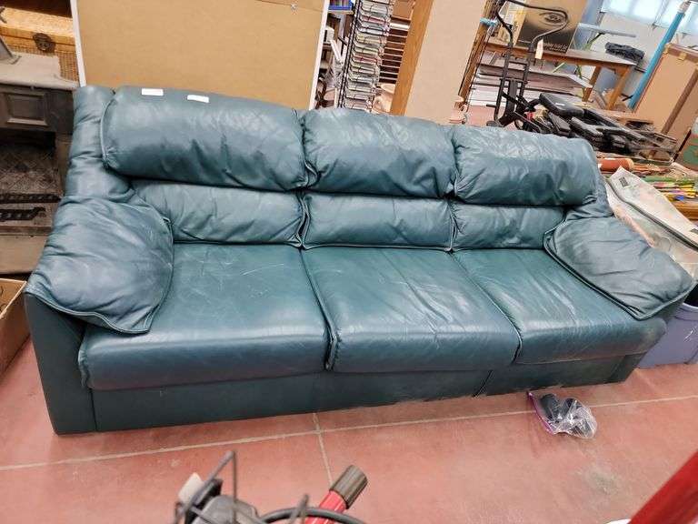 Green Leather Sofa Baer Auctioneers Realty, LLC