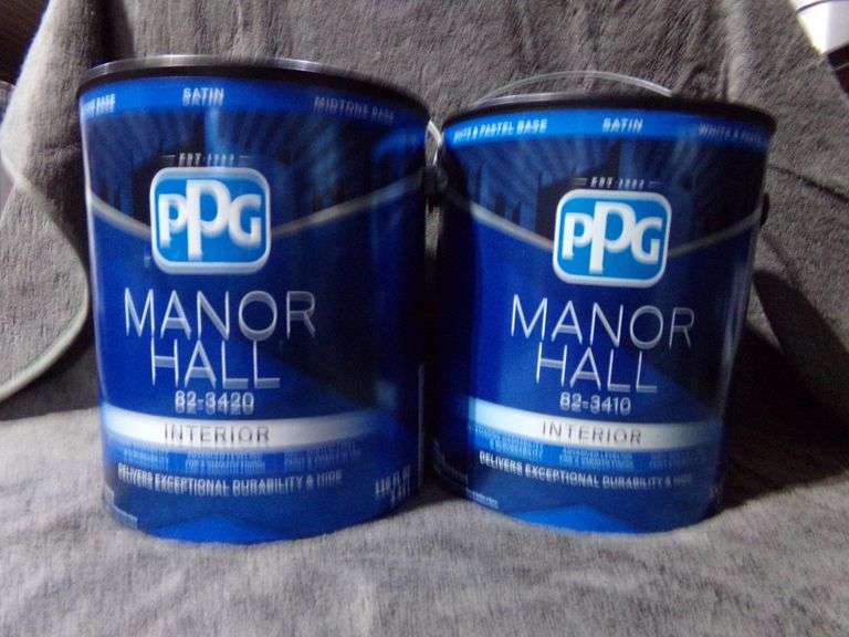 2 Gallons PPG Manor Hall Interior Satin Paint Baer Auctioneers