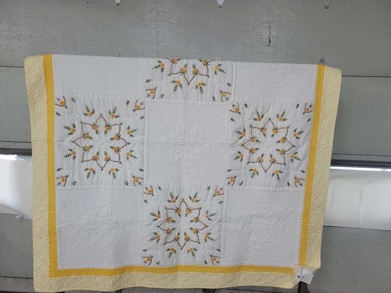 Couverture Patchwork Vintage 'Trip Around The World' - 56 X 54 Pouces, Piqûre Machine, Fait Main Aux États-Unis