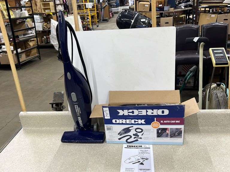 Oreck XL New in Box Auto Vac, Eureka The Boss Bagless Vacuum Baer Auctioneers Realty, LLC