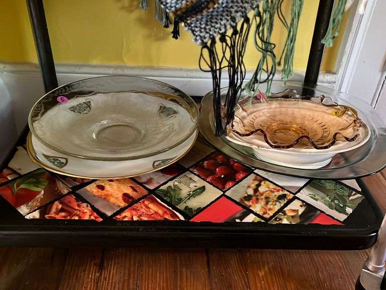 Vintage Kitchen Cart w/ Assorted Vintage China - Baer Auctioneers ...