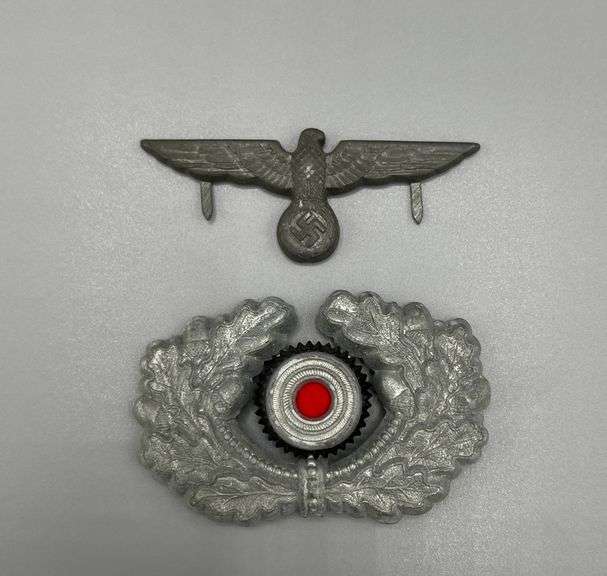 WWII German Army Visor Cap Eagle and Oak Wreath Baer Auctioneers Realty, LLC