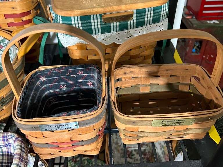 8 Longaberger Baskets Most with Liners and Protectors Baer