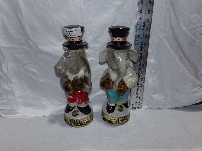 1964 Vintage James Beam Political Decanters Donkey & Elephant Baer