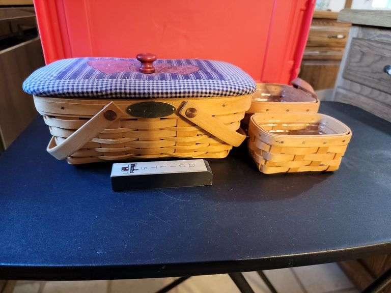 3 Longaberger Baskets W/ Plastic Inserts Baer Auctioneers Realty, LLC