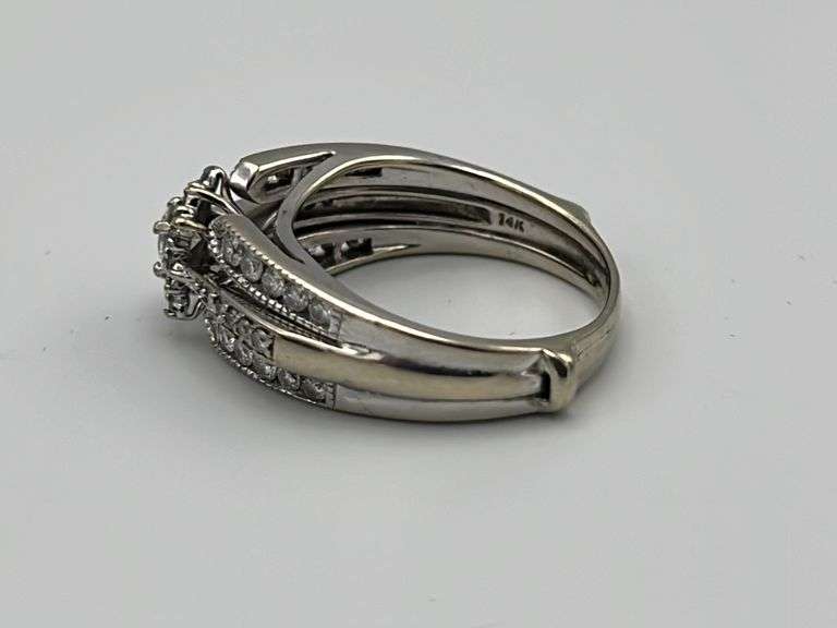 14KWG Zales Engagement and Wedding Band with Diamond and Surrounding